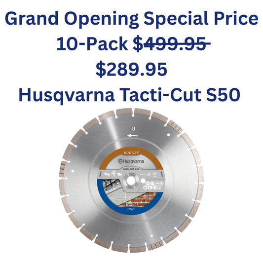 Grand Opening Special Husqvarna Tacti-Cut 14"Diamond Blade 10-Pack for $289.95