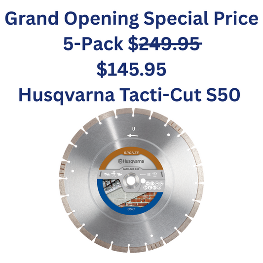Grand Opening Special Husqvarna Tacti-Cut 14"Diamond Blade 5-Pack for $145.95