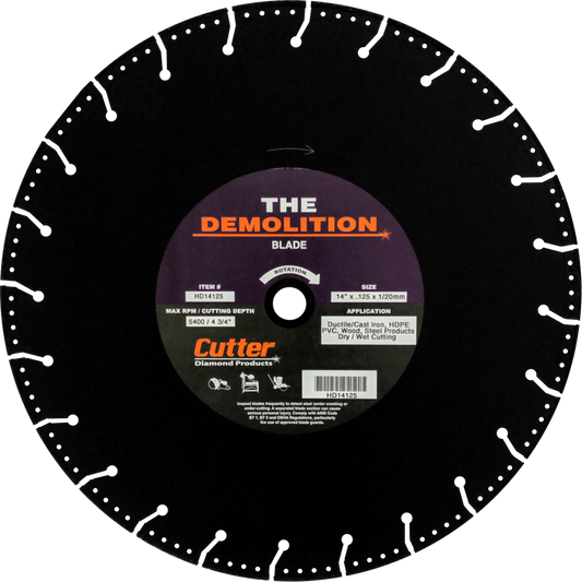 The Demolition Multi Purpose Diamond Blade - Size 14” x .125 x 1/20mm