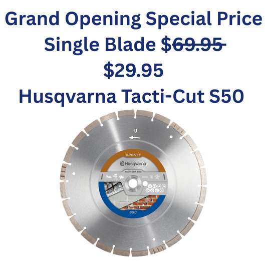 Grand Opening Special Single Husqvarna Tacti-Cut 14"Diamond Blade for $29.95